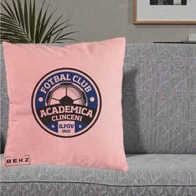 Perna Personalizata Academica Clinceni Fotbal Club, 40x40 cm, Roz, Husa Detasabila, Perna Inclusa, BEKZ®