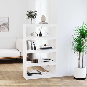 808194 vidaXL Bibliotecă/Separator cameră alb, 80x30x135,5 cm, lemn masiv pin