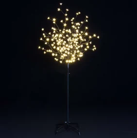 Copac decorativ cu LED-uri cu flori - 1,5 m, alb cald