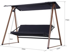 Balansoar de terasa Herning gri/maro L232 cm