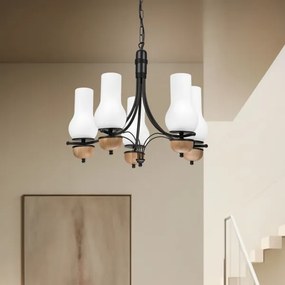 Lustră pe lanț Brilagi COTTAGE 5xE14/40W/230V fag/alb