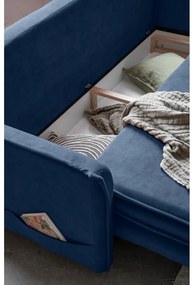 Canapea albastru-închis extensibilă cu tapițerie din catifea 225 cm Charming Charlie – Miuform