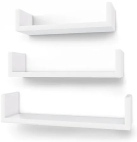 Set de 3 polițe de perete SHELFY, albe