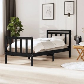 vidaXL Cadru de pat, 100x200 cm, negru, lemn masiv