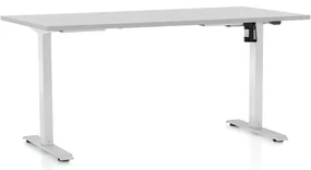 Masa inaltime reglabila OfficeTech A, 160 x 80 cm, bază albă, gri deschis