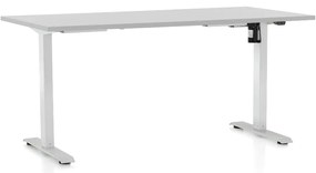 Masa inaltime reglabila OfficeTech A, 160 x 80 cm, bază albă, gri deschis