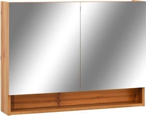 vidaXL Dulap de baie cu oglindă și LED-uri, stejar, 80x15x60 cm, MDF