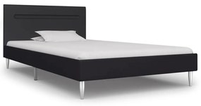 Cadru de pat cu LED-uri, negru, 90x200 cm, material textil Negru, 90 x 200 cm