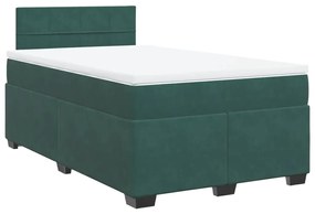 3286285 vidaXL Pat box spring cu saltea, verde închis, 120x200 cm, catifea