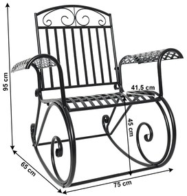 Balansoar de gradina, metal, negru, 75x65x95 cm