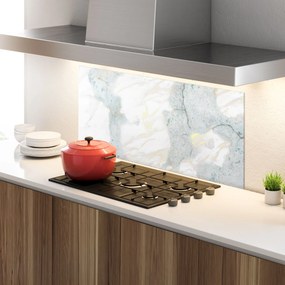 Panou Sticla Bucatarie, 60x150cm, Protectie aragaz, Antistropi, Termorezistent, Abstracte, Marble, Light Blue Gold