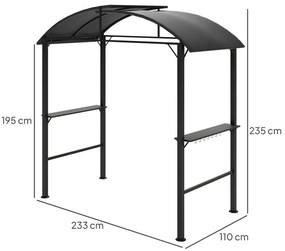 Outsunny Pavilion de grătar, 2 tavane laterale, cârlige, cadru din oțel, 1,1 x 2,3m, Gri închis | Aosom Romania