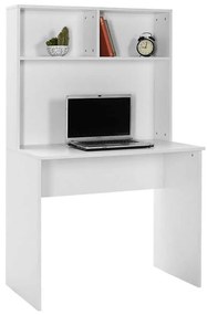 Birou Adore White cu biblioteca, Alb,  90x148x52 cm