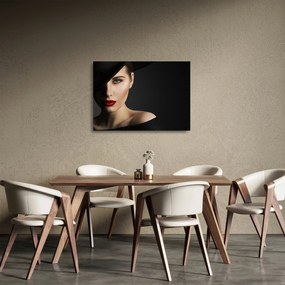 Tablou pe sticlă - Portretul femeii cu pălărie (70x50 cm)
