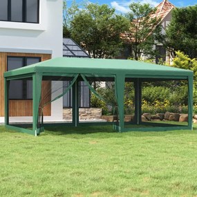 Cort de petrecere cu 6 pereti din plasa, verde, 6x4 m, HDPE Verde, 6 x 4 m