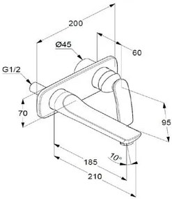 Baterie lavoar Kludi Balance de perete, pipa 185 mm, necesita corp ingropat, crom - 522460575