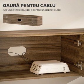 HOMCOM Comodă TV de până la 65" Stil Industrial cu 3 Dulapuri, Maro | Aosom Romania