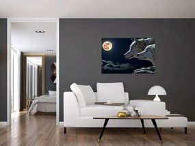 Tablou cu lupi în lună (90x60 cm)