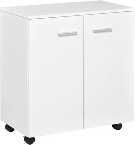 HOMCOM Comodă TV cu Roți Incluse, pentru Living sau Dormitor, 60x35x65 cm, Alb | Aosom Romania