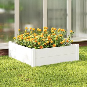 Outsunny Pat înălțat din plastic, modular, plantator cu montaj DIY, solariu 197 x 54 x 33 cm Alb | Aosom Romania