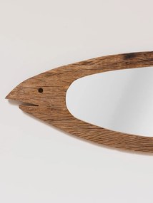 Oglinda de perete, din lemn reciclat, in forma de peste, Fish