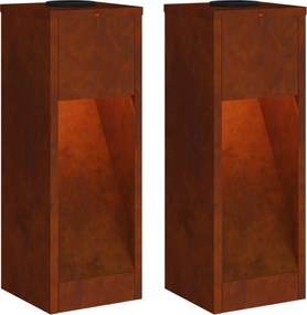 vidaXL Lampa de parcurs LED solar cu lumini cu baterie 2 pcs Bronz