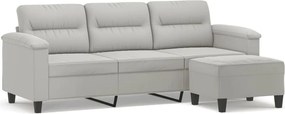 vidaXL Canapea cu 3 locuri și taburet, gri închis, 180 cm, microfibră