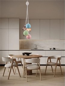 Lustra cu 6 pendule, Ceramica, Sticla, Multicolor, MELINE