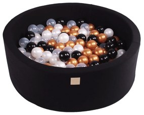 Piscina uscata cu 250 de bile (Negru, Alb perlat, Auriu, Transparent) MeowBaby  , Glamour, 90x30 cm, Negru