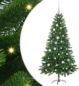 vidaXL Brad de Crăciun cu 150 LED cu suport Verde 150 cm PE