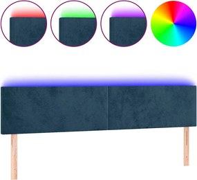 vidaXL Tăblie de pat cu LED, albastru închis, 160x5x78/88 cm, catifea