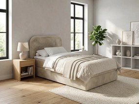 Pat tapițat boxspring FORENA 90x200 cm crem Saltea: Saltea cu arcuri Bonell