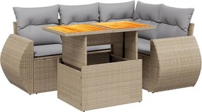 vidaXL Set canapele de grădină cu perne, 5 piese, bej, poliratan