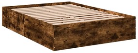 3281039 vidaXL Cadru de pat, stejar afumat, 135x190 cm, lemn prelucrat