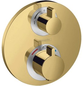 Baterie termostata incastrata pentru 2 consumatori, auriu lucios Auriu lucios