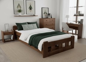 Pat de o persoana inalt Naomi 90x200 cm, stejar Saltele: Cu saltele Deluxe 10 cm, Somiera pat: Cu lamele drepte