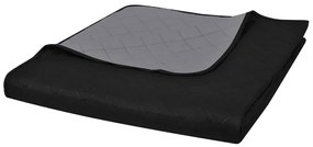 Cuvertură matlasată cu două fețe, negru/gri, 230 x 260 cm