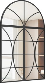 HOMCOM Oglindă de perete arcuită 80 x 120 cm, set de 3 bucăți, oglindă tip vitraliu în formă de fereastră, sticlă securizată și metal, negru | Aosom Romania