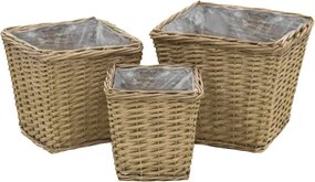 vidaXL Strat înălțat, 3 buc., răchită cu căptușeală PE