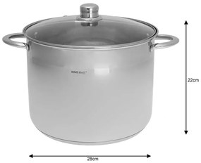 Set oale din inox cu capace 26/28/30 CM, 11.1 / 13.5 / 16.2 L Kinghoff KH4312