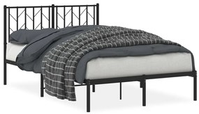 374435 vidaXL Cadru de pat metalic cu tăblie, negru, 120x200 cm