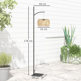 Outsunny Lampadar solar exterior rășină împletită, lampadar boem 178 cm, senzor de lumină, iluminare automată, galben | Aosom Romania