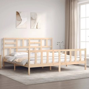 3193091 vidaXL Cadru de pat cu tăblie Super King Size, lemn masiv