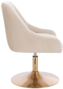 HR920N Scaun Crem din Catifea cu Bază Aurie