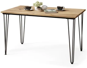 Mazzoni HAIRPIN S-120 Stejar Craft Auriu - MASĂ LOFT PENTRU BUCĂTĂRIA SUFRAGERIE LIVING