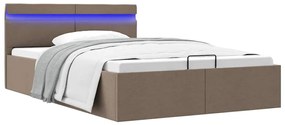 vidaXL Cadru pat hidraulic depozitare LED gri taupe 120x200 cm textil