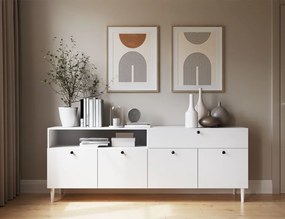 Comoda alba, 200x75x40 cm, Dullum, Eltap