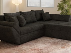 Colțar extensibil dumonde cu ladă de depozitare si sezut confortabil din spuma high-density, Loana Enjoy Black 270x185 cm