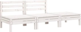 vidaXL Canapea de grădină cu 3 locuri, alb, lemn masiv de pin