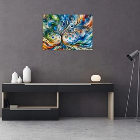 Tablou pe sticlă – Arbore energetic colorat (70x50 cm)